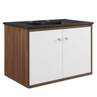 Modway - Transmit 30" Vanité de salle de bain murale - Noir noyer-Vanité moderne du milieu du siècle
