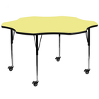 Flash Furniture Mobile 60" Flower Thermal Laminate Activity Table - Yellow-Flower Shaped Activity Table