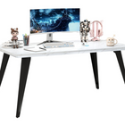 Homy Casa 63"W Modern Writing Desk - Marble White-Sturdy MDF construction ensures long-lasting durability