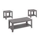 Monarch Specialties 7991P Table Set - 3Pcs Set/Grey-Coffee Table: 17 x 42 x 20 End Table: 20 x 20 x 20