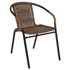 Chaise de restaurant empilable en rotin brun foncé pour l’intérieur et l’extérieur (TLH-037-DK-BN-GG)-Chaise de café empilable