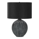Monarch Specialties - Luminaire - 23 po H Lampe De Table - Céramique Noire - Abat-Jour Noir - Contemporain-Avec un design audacieux et contemporain, cette lampe de table de 23 pouces de haut avec une base en céramique noire texturée, un large abat-jour en tissu noir et un embout rond noir sur le dessus, ajoutera du style à n'importe quelle pièce