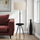 Monarch Specialties - Luminaire - 63 po H Lampadaire - Métal Noir - Abat-Jour Ivoire / Crème - Contemporain-Le support réglable permet de personnaliser la hauteur afin d'éclairer une pièce, avec une tablette ronde intégrée en stratifié noir pour poser votre boisson ou votre appareil électronique