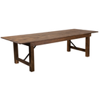 Flash Furniture HERCULES Series 9' x 40" Rectangular Antique Rustic Solid Pine Folding Farm Table-Plank Top