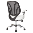 Work Smart - Fauteuil avec dossier en maille noire et siège en similicuir blanc-Réglage pneumatique de la hauteur du siège