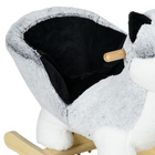 Qaba - Cheval à bascule en peluche pour enfants, balançoire jouet en peluche forme husky - gris-Siège à trois côtés avec ceinture de sécurité et repose-pieds pour plus de sécurité 
