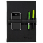 Cambridge Limited Tech Bungee Notebook - 80 Sheets - 8-3/4" x 6-1/8" - Black-Eighty 8-3/4" x 6-1/8" sized white sheets