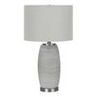 Monarch Specialties 25" H Table Lamp - Grey Ceramic / Grey Shade-Designed in a vase-like shape, this 25"h textured grey ceramic table lamp, topped with a grey linen drum shade and finished with a polished silver metal finial on top and at the base, brings modern styling to a living room, bedroom, or office space