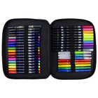 Tombow Zipp Marker Case - Oyster-Interior see-through mesh zippered pouch for accessories. Carry handle. Faux leather exterior