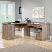 Sauder 69"W La Collection Barrister Lane Bureau en L - Finition Salt Oak-Deux tiroirs équipés de glissières métalliques et butées de sécurité