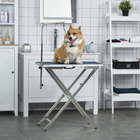 PawHut - Table de Toilettage pour Chiens Pliable pour Chiens de Taille Moyenne - Bleu-Plateau en caoutchouc texturé empêchant les objets de glisser
