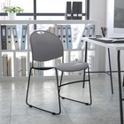Flash Furniture - Chaise ultra-compacte empilable grise de la série HERCULES avec cadre enduit de poudre noire-Cadre en acier de calibre 15