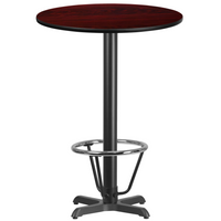 Flash Furniture Dessus de table rond de 30 po en stratifié d’acajou avec anneau de pied-Table d'hospitalité à hauteur de bar