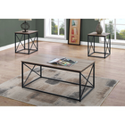 Monarch Specialties 7950P Table Set - 3Pcs Set/Dark Taupe/Black Metal-Black metal X design frame is sturdy and adds a contemporary touch to your living room, family room or basement den