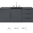 Modway - Vitality 48" Armoire de lavabo de salle de bain compatible double ou simple (non inclus) - Gris-Portes à fermeture douce