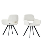 Homy Casa - Chaise de salle à manger pivotante rembourrée - Tissu Beige Ivoire avec pieds en métal noir - Paquet de 4-Fonction pivotante à 360 degrés : la chaise offre flexibilité et commodité.