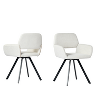Homy Casa - Chaise de salle à manger pivotante rembourrée - Tissu Beige Ivoire avec pieds en métal noir - Paquet de 4-Fonction pivotante à 360 degrés : la chaise offre flexibilité et commodité.
