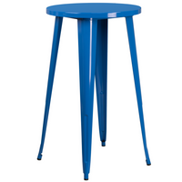 Table ronde 24 po en métal bleu à hauteur de bar, intérieur/extérieur (CH-51080-40-BL-GG)-Table à café en métal