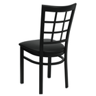 Flash Furniture - Chaise de restaurant de la série HERCULES en métal noir à dossier fenêtre - siège en vinyle noir-Siège rembourré de 2.5 po en mousse épaisse