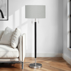 Monarch Specialties - Luminaire - 60 po H Lampadaire - Métal Nickelé - Abat-Jour Gris - Contemporain-Sous l'abat-jour tambour chic, cette lampe est dotée de doubles douilles permettant de fixer deux ampoules de 60 W (non incluses) et d'un mécanisme pratique d'allumage et d'extinction par chaîne pour ajuster la luminosité et l'ambiance dans une pièce