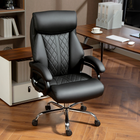 HOMCOM - Fauteuil de bureau en cuir pu avec rembourrage à ressorts - noir-La fonction basculante aide à se détendre et à réduire la fatigue pendant de longues heures de bureau 