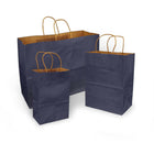 Eddie's - Sac à provisions en papier kraft 100 % recyclé - 16" x 6" x 12" - Marine - Paquet de 100-100% recyclé avec au moins 95% de fibres post-consommation.