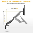 ShoppingAll SA-GM212U Adjustable Single Gas Spring Monitor Mount Desk Stand for 15"-32" Monitor - Black-This fully adjustable desk mount can be fixed by C-clamp or grommet installation on any working surface
