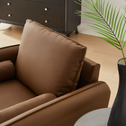 Modway - Revive Rembourré Cuir végane Fauteuil d’accent - Brown-Soutien de ressort sinueux