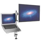 ShoppingAll Adjustable Dual Monitor & Laptop Mount Stand with 2 Swing Arms for Monitors up to 32" - White-6