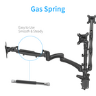 ShoppingAll Adjustable Triple Gas Spring Monitor Desk Mount - Black-This fully adjustable desk mount can be fixed by a C-clamp or grommet installation on any working surface