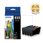 Epson - Cartouches d'encre T822 - Capacité standard - Noir/Cyan/Magenta/Jaune-Manipulation sans souci - impressions résistantes au maculage, à la décolouration et à l’eau