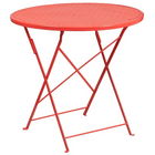 Table de jardin ronde et pliable 30 po en acier corail/4 chaises à dossier carré, intérieur/extérieur [CO-30RDF-02CHR4-RED-GG]-Pour l’intérieur ou l’extérieur