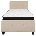 Flash Furniture - Lit à plate-forme Tribeca à une place touffeté et rembourré en tissu beige-Ensemble de lit et matelas à plateforme à une place