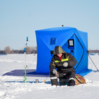 Outsunny 2 Person Pop Up Ice Fishing Tent Shelter with Carry Bag - Blue-Enough space for 2 people 