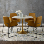 Plata Import - Table Leo en laiton imitation marbre 32" - Pierre-Base tulipe en laiton