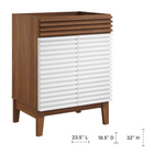 Modway - Render 24" Armoire de toilette de salle de bain (lavabo non inclus) - Noyer blanc-Étagère de rangement réglable