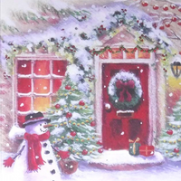 Mill Brook Studio - Cartes de souhaits Noël / Enveloppes - 5-3/8 po x 7-3/4 po - Souhaits de la Saison: Maison enneigée - Paquet de 18-Cartes de souhaits qualité boutique