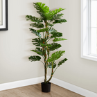 Monarch Specialties - Plante Artificielle - 61 po De Longueur - Arbre Monstera - Touche Réelle - Feuilles Vertes - Pot Noir-Accent décoratif intérieur parfait, solidement fixé dans un élégant pot noir de 7 pouces, apportant une touche de verdure à n'importe quel espace