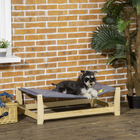 PawHut Raised Wooden Frame Dog Cot Pet Bed with Washable Cushion for Small/Medium Dogs - 35.5" L x 20" W x 11" H-Pine wood frame with sturdy feet for stability