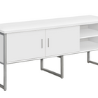 Monarch Specialties - Credence De Bureau - 72 po L - Travail - Travail - Portes De Stockage - Qualité Commerciale - Stratifié Blanc-Crédence élégante et contemporaine de 72 pouces de long en stratifié blanc, de qualité commerciale, avec des pieds réglables modernes en métal argenté et un dos entièrement fini pour un bureau à domicile ou un cadre professionnel tendance et élégant