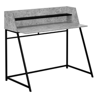 Monarch Specialties 7550 48" Computer Desk - Grey Stone-Look/Black Metal-Computer desk in a grey stone-look finish featuring a small hutch with 1 long shelf in a black finish