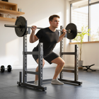 Soozier - Rack À Squats Réglable - Rack À Haltères Multifonction 660 Lb - Noir-Les crochets en J hautement réglables conviennent à différents utilisateurs et à divers entraînements  