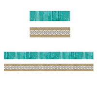 Teacher Created Resources Bordure recto-verso Shabby Chic, paquet de 36-Utilisez des bordures colorées pour animer les tableaux d'affichage, les fenêtres, les murs et les projets de classe