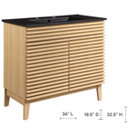 Modway - Render 36" Vanette de salle de bain - Noir de chêne-Pieds en bois effilés