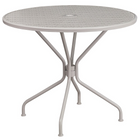 35.25'' Round Light Grey Indoor-Outdoor Steel Patio Table Set with 2 Round Back Chairs [CO-35RD-03CHR2-SIL-GG]-Designed for Indoor and Outdoor Use