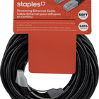Staples - Câble réseau CAT 6 - 50 pi-Compatibilité amont – Offrant une compatibilité amont avec le câble Cat5 et Cat5e, ce câble Cat6 est conçu pour le branchement d'appareils de réseau haute vitesse, comme les ordinateurs, modems câble ou DSL, les commutateurs réseau, les routeurs, les appareils de diffusion en continu, les consoles de jeux et bien d'autres encore