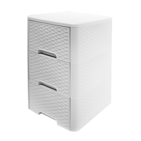 Modern Homes - Meuble à 4 tiroirs style rotin - Blanc-Quatre tiroirs spacieux avec un design style rotin offrent un rangement organisé pour les linges, articles de toilette, vêtements ou objets du quotidien.