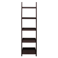 Kiera Grace – Étagère inclinée à 5 tablettes Hadfield, 67 x 18 po, espresso (FN43648-1)-Mesure globale: l'étagère de l'échelle mesure 13,5 "L x 18,3" L x 65,7 "H dans les dimensions vous permettant de créer un stockage maximal tout en ne prenant pas trop de largeur dans votre espace