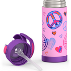 Thermos FUNtainer Bottle with Straw - 410 mL - Peace-Integrated carry handle is easy to grip and can be folded down when not in use