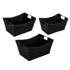 CTG – Paniers de rangement en herbe tressée, ensemble de 3, noir-Herbe tressée durable